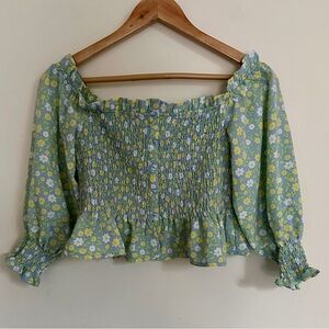 Love Tree Floral Smocked Blouse
